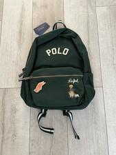 Mochila Polo Ralph Lauren verde oscuro universitaria Polo Bear nueva