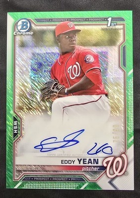 2021 1st Bowman Chrome Green Shimmer /99 Eddy Yean Auto CPA-EY Nationals RC SP