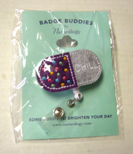 Badge Buddies By Nurseology, Chill Pill Theme, Retractable, Purple  Gray Felt