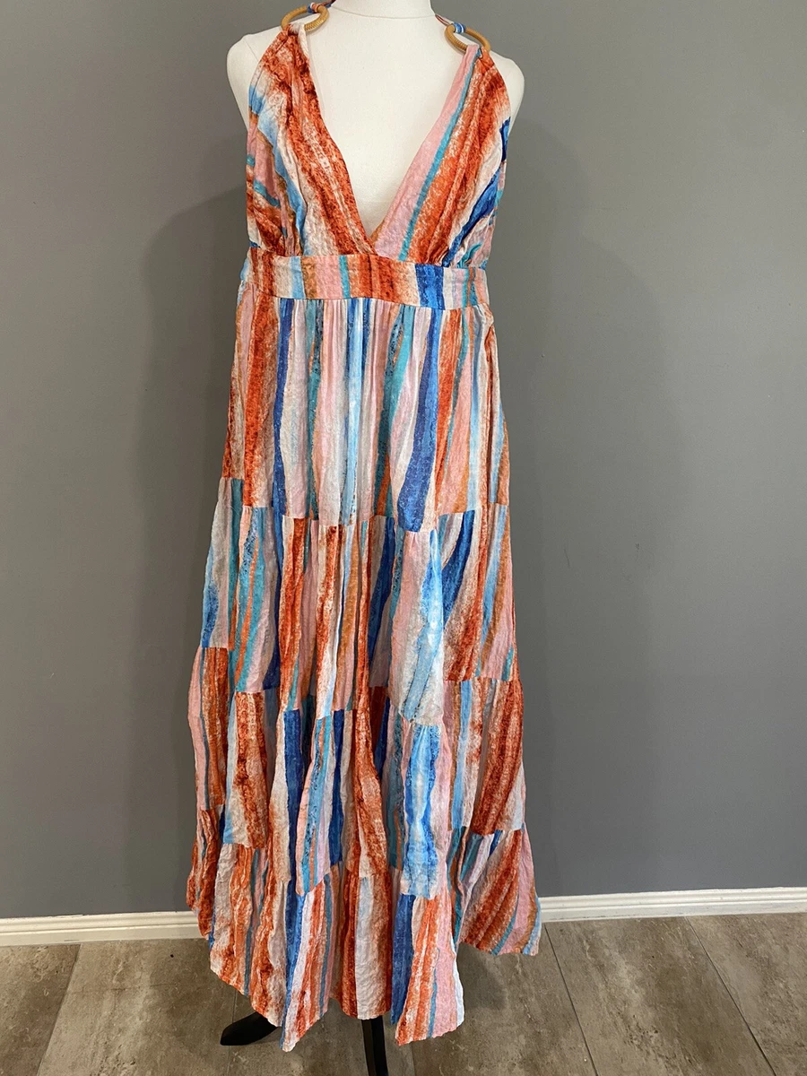 Striped colourful cheap dress