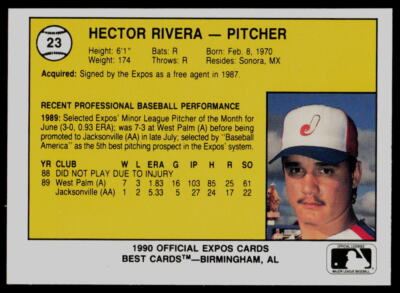 1990 Best Hector Rivera Jacksonville Expos