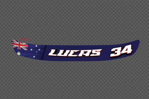 2X Custom Helmet Visor Sunstrip Sticker Decal Name Number Australian Flag 300mm - Picture 3 of 4