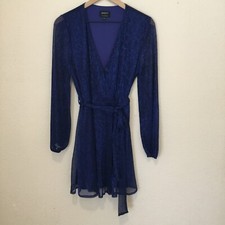 BARDOT DRESS SZ US 8 METALLIC ROYAL BLUE FIT & FLARE 
