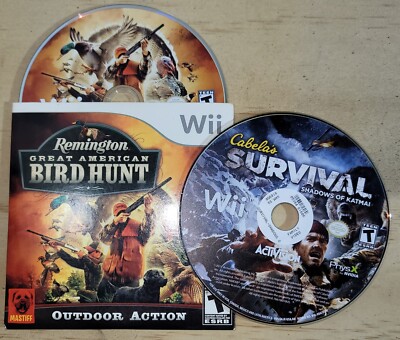Wii Bundle Remington Great American Bird Hunt Cabelas Survival Shadows of Katmai