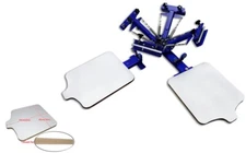 4 Color 2 Station Screen Printing Machine w/Fixed Pallet Rotatable Screen Press