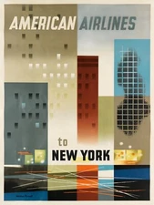Weimer Pursell : American Airlines, To New York : Archival Art Print