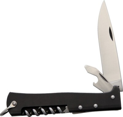 OTTER-Messer Mercator Multi Small Folding Knife Carbon Steel Blade Black Handle