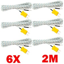 6x K Type Mini-Connector Thermocouple Temperature Probe Sensor 2M/6.6Ft Cable