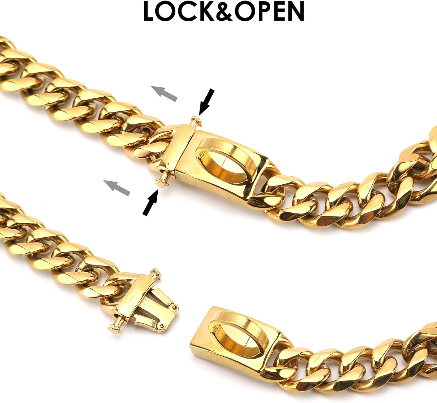 Eurobuy Gold Chain Dog Collar Heavy Duty Cuban Link Dog Chain Dog
