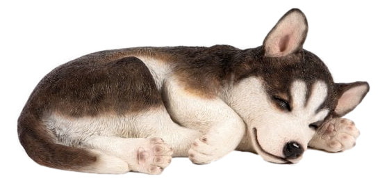 Sleeping Husky Garden Ornament Dog Puppy Statue Outdoor Home Decor Frostproof