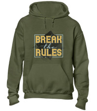 BREAK THE RULES KAPUZENPULLOVER COOL GEDRUCKTER SLOGAN MODE NEU TOP LUSTIGES GESCHENK
