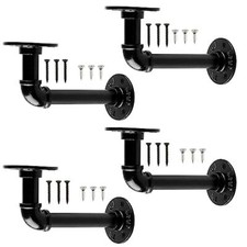 4 Pack 7x4 Inch Industrial Pipe Shelf Brackets L Floating Shelving Brackets