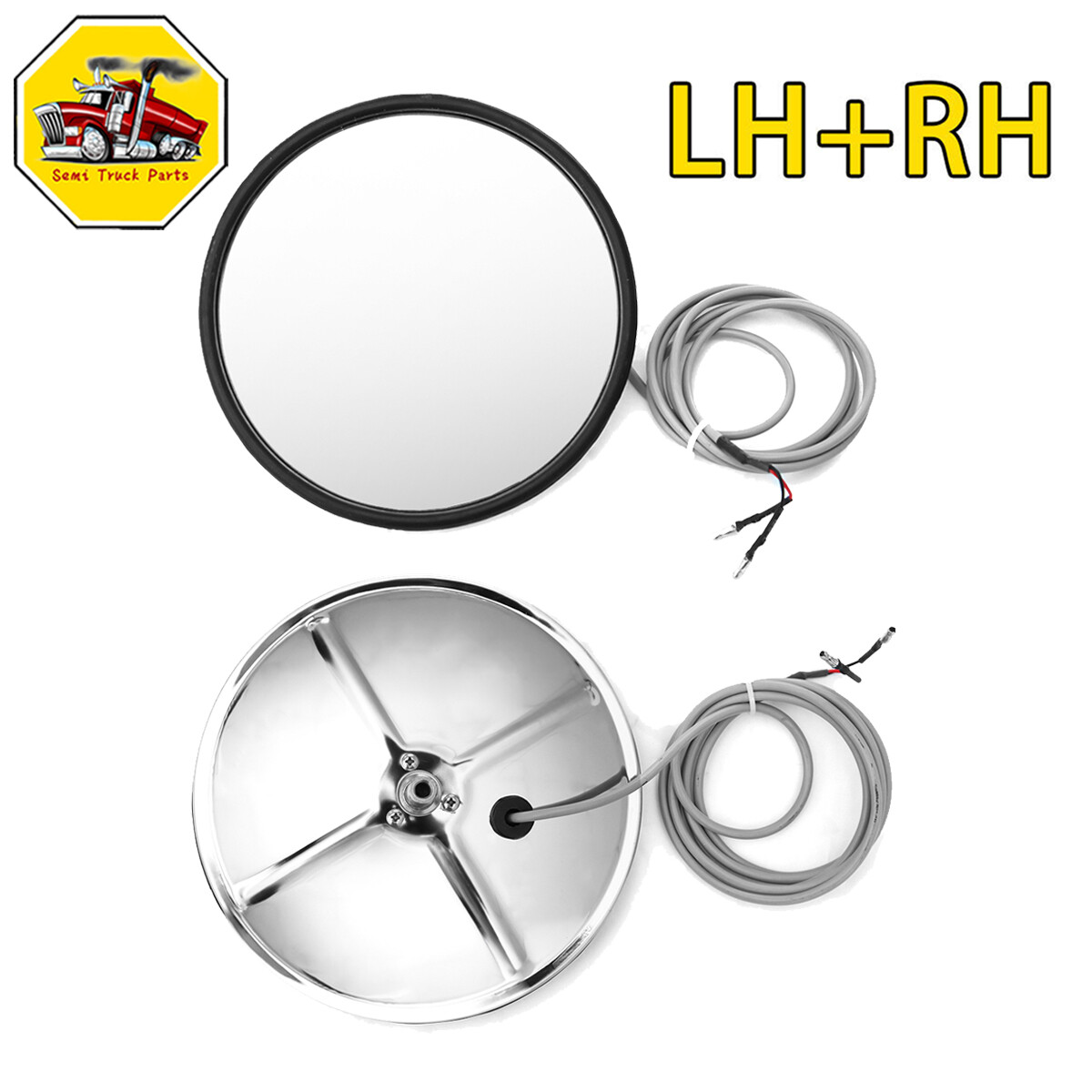8.5" Round Convex Mirror Pair Stainless Steel Offset Stud W - Foto 3