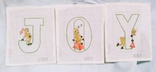 Novelty Reindeer JOY Handpainted Ornaments Needlepoint Canvas 3 pc set