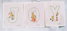 Novelty Reindeer JOY Handpainted Ornaments Needlepoint Canvas 3 pc set