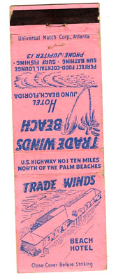 TRADE WINDS BEACH HOTEL matchbook matchcover - JUNO BEACH, FLORIDA