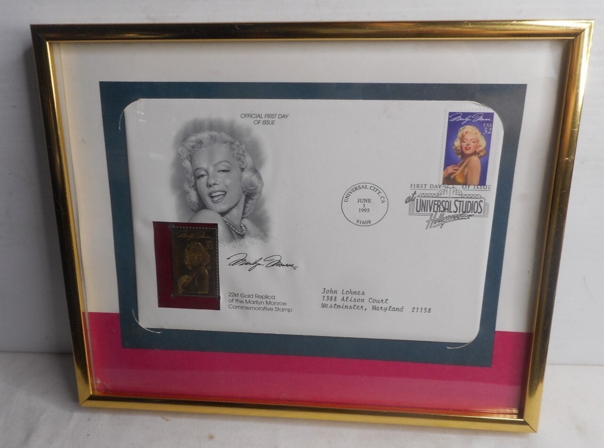 Marilyn Monroe First Day of Issue Stamp w/22kt Gold Replica