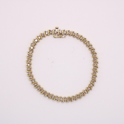 1.25ctw Round Cut Diamond S-Link 7" Tennis Bracelet 10k Yellow Gold 7.7 Grams - Picture 8 of 8