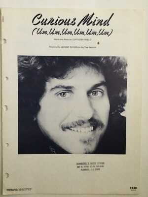Johnny Rivers 'CURIOUS MIND' Vintage Sheet Music (1963, 1978) by Curtis Mayfield