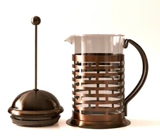 French Coffee Press - 27 oz. Polished Bronze - Service Ideas T677B Brick Pattern