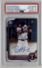 2022 Bowman Chrome Prospect #CPADHR Dustin Harris 1st Auto PSA 10 Auto 10