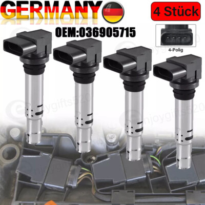 4X Zündspule für Audi A3 1.4 1.6 Seat Ibiza Skoda Fabia VW Golf 5 6 Polo Touran