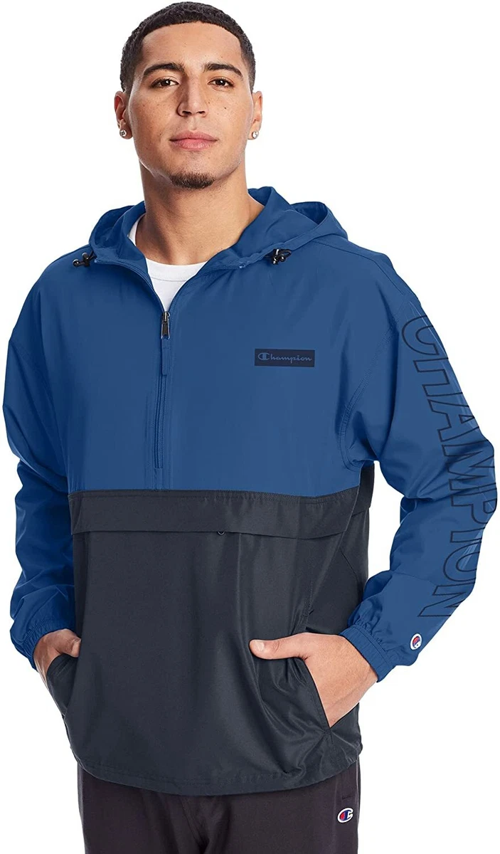 Champion men's colorblocked packable best sale jacket
