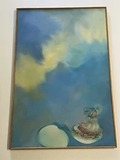 Surrealism Painting Abstract Modernism Guetty Long Signed 1970’s Expressionist