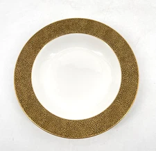 RALPH LAUREN home Avenue Large Gold Rim Soup Bowl white/brown 9" fine bone china