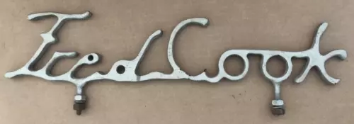 Vintage FRED COOK Cast Iron Metal Script Name Mailbox Address Plaque Sign