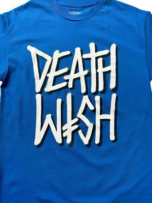 Death Wish Skateboards Shirt Mens Medium Blue Graphic Casual
