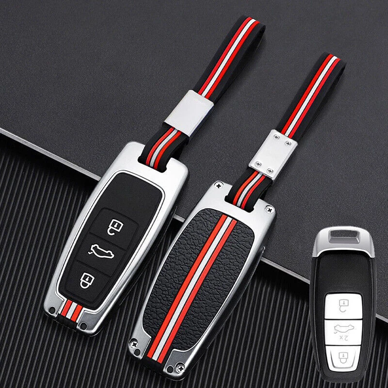 Zinc Alloy Silicone Car Key Case Cover For Audi A3 A6 A7 A8 S8 Q8 E-Tron S3 S6 Foto 4 de 4