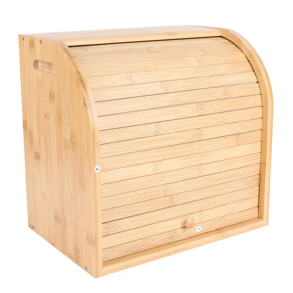 Natural Bamboo Roll Top Bread Box Kitchen for Countertop Food Storage 2-Layer
Opens in a new window 