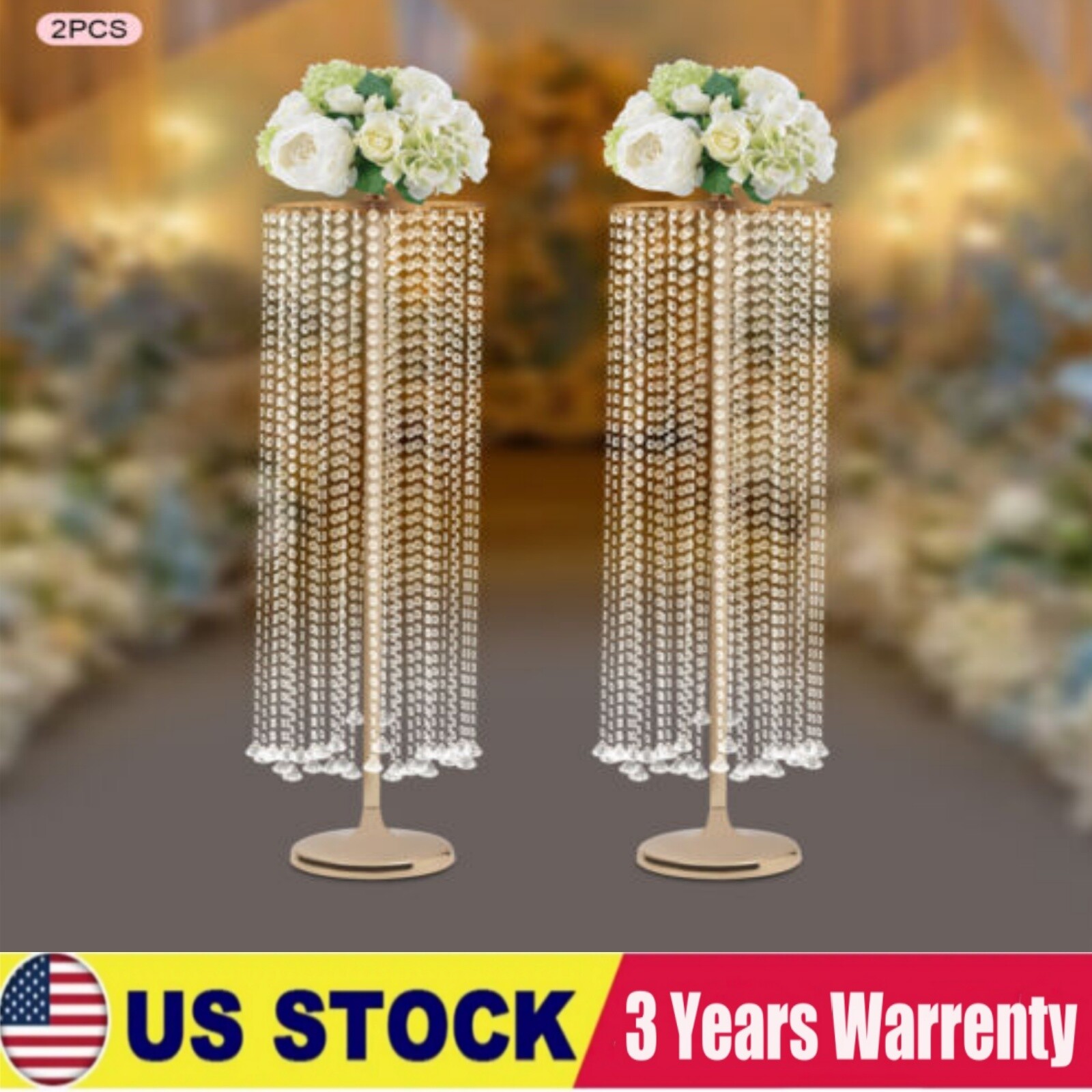 Large Gold Crystal Vases Centerpieces Flower Stand Wedding Centerpieces Decor