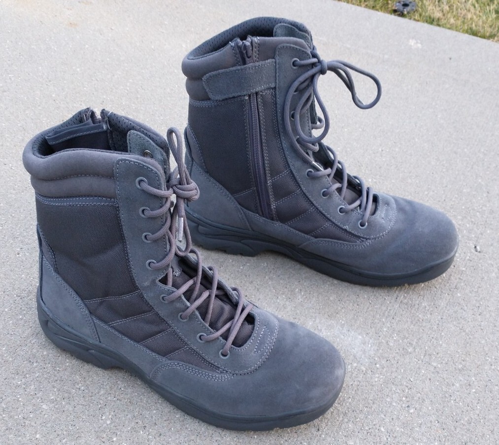 NORTIV 8 Military Tactical Work Boots with Side Zipper Dark Grey