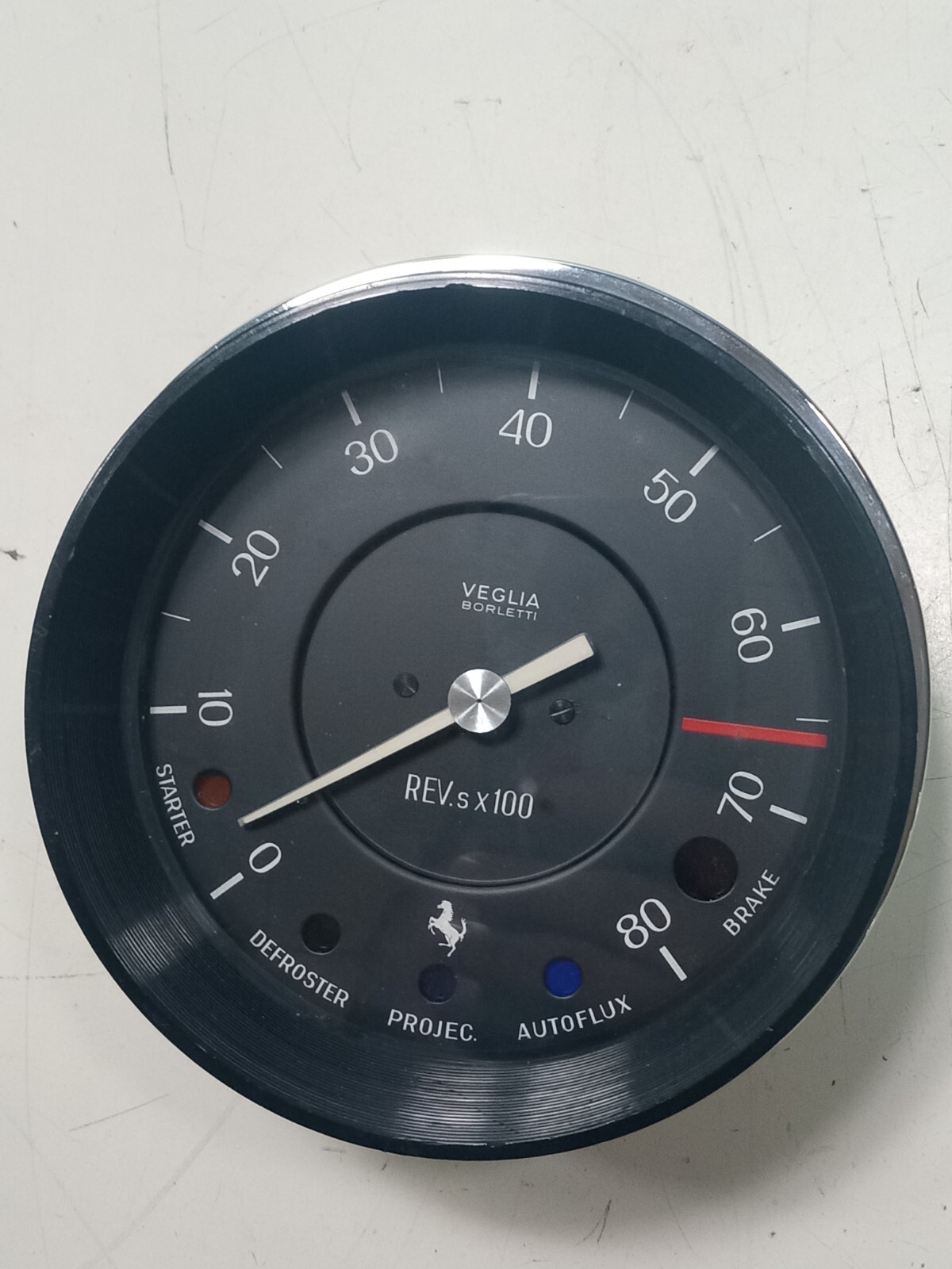 Ferrari 330 Tachometer RPM Gauge_Veglia_Chrome Bezel_Made in Italy_GENUINE