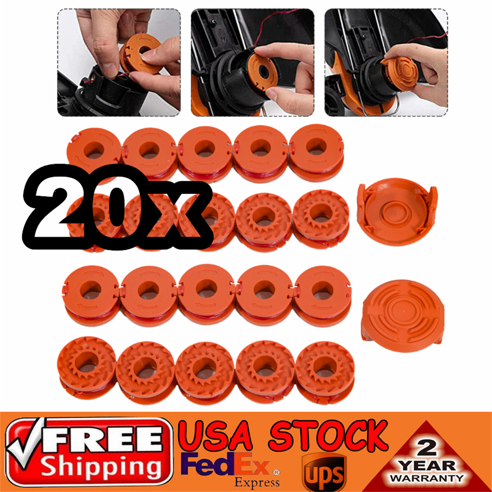 20Pack WORX WA0010 Replacement Spool Line For Grass Trimmer Edger 10ft