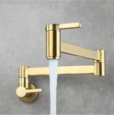 Brushed Gold Pot Filler Tap Wall Mounted Foldable Kitchen Faucet Single Cold Tap
