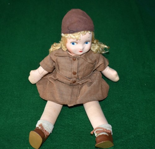 GIRL SCOUT 1946 13" ALL CLOTH GEORGENE NOVELITIES BROWNIE DOLL  - Picture 1 of 8