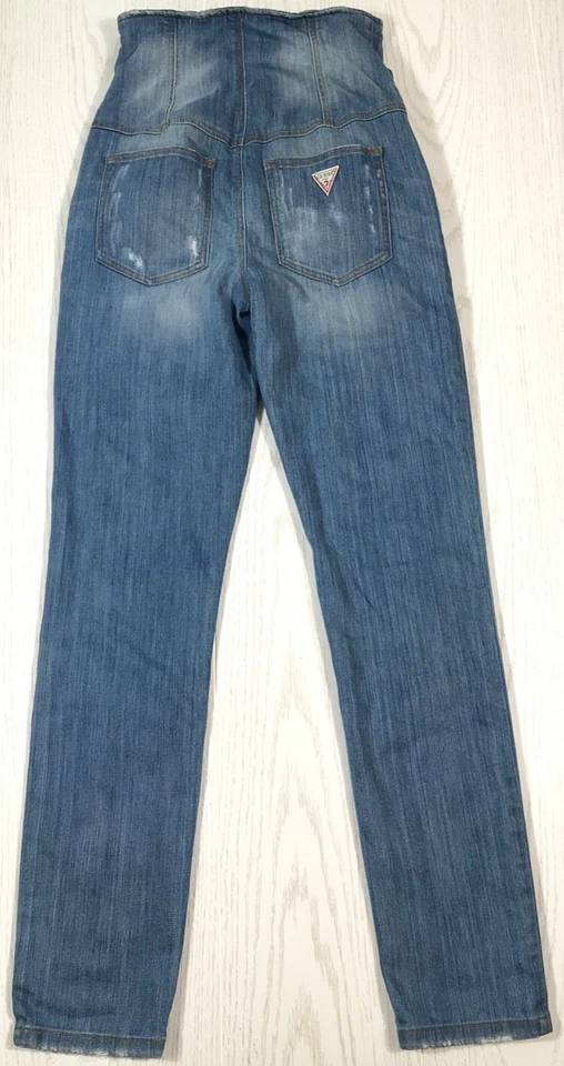 Pantalones de mezclilla vintage Guess cintura alta mujer 26 desteñidos azul botón mosca boho Y2K Foto 2 de 4