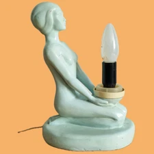 table lamp sculpture statue art deco style woman vintage decoration