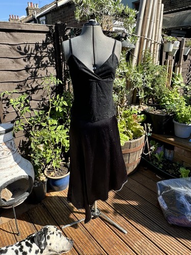 Vintage New Look Black Lace Vest Top Sz 12 - Picture 2 of 9