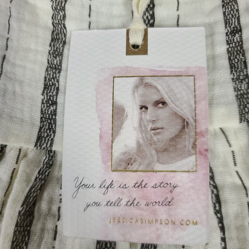 Jessica Simpsons Top Girls 6 White Striped School Casual Cotton Pullover Shirt - Picture 7 of 9