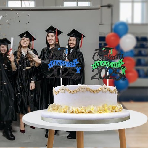 1 Pack 2025 Class Of cake Topper Glitter Congrats Grad Cake DecorGraduation C... - Picture 6 of 7