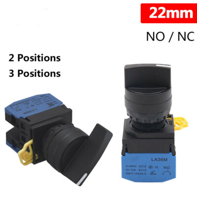22mm Selector Switch Latching Rotary Switch 2 Positions 3 Positions NO NC LA36M