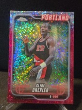 2024-25 Topps Chrome - Clyde Drexler #30 Magenta Speckle Refractor /350