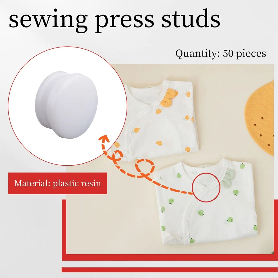 50 pcs   SNAPS  studs Scrapbook Sewing buttons white C2P82946 - Image 4 of 4