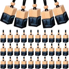 BBTO 50 Pcs Hanging Car Air Freshener Diffuser Bottles Empty Glass Black 