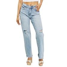 Lovervet High Waist Distressed Straight Cut 90's Dad Jeans - LV1007 - Size 28
