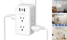 Multi Plug Outlet, 6 Wall Outlet Extender with 3 USB 6 Outlet 3 Side 